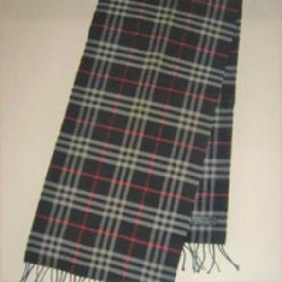 ❤️AMAZING BURBERRYS of LONDON Cashmere/Wool Red White Navy Nova Check Scarf - Picture 5 of 6